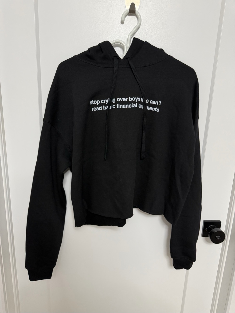 Big 4 Accountant Black Cropped Hoodie Sweatshirt with Slogan - Size XL
